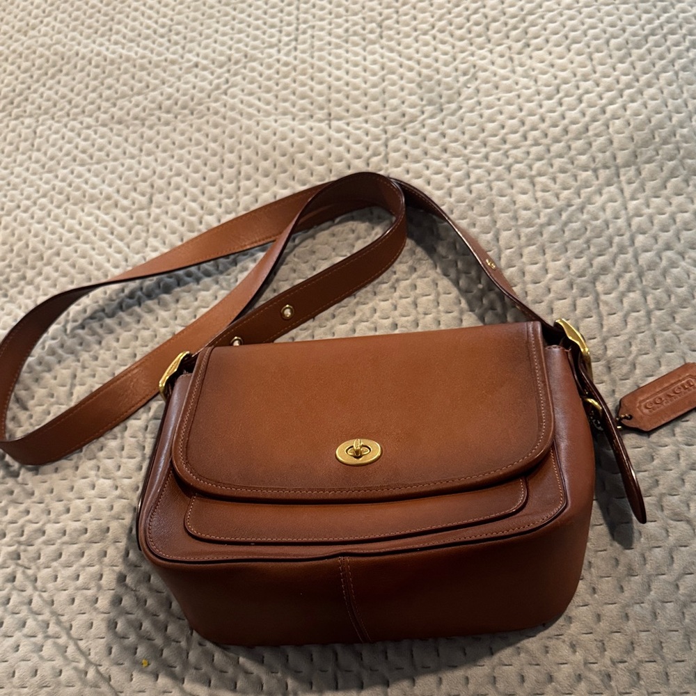 Coach Chestnut Brown Leather Turnlock Crossbody or handbag